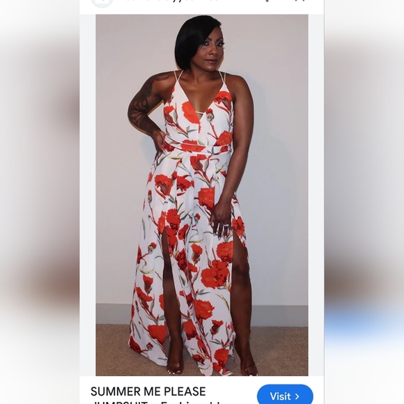Pants - Strappy jumpsuit floral print